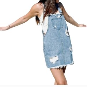 Cello Blue Distressed Denim Mini Dress